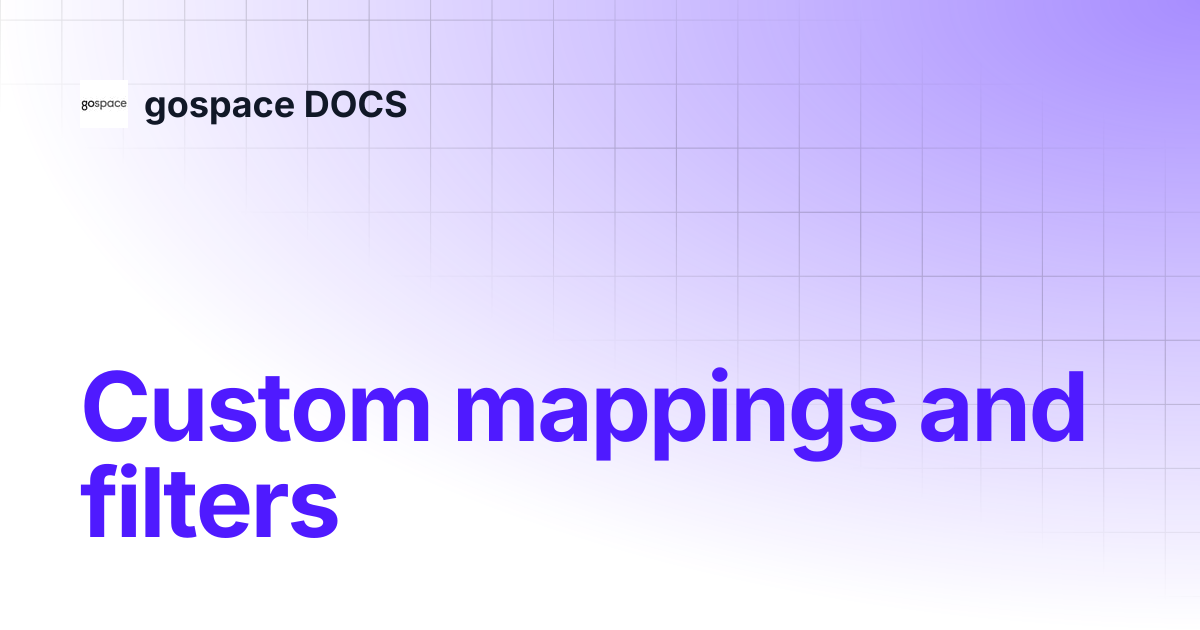 Custom mappings and filters | gospace DOCS